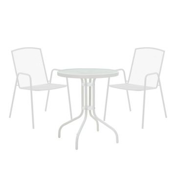 Set masă și scaune de exterior, 3 Piese, Model Watson-Pomedon, Alb