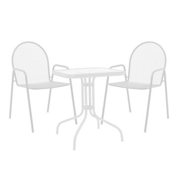 Set masă și scaune de exterior, 3 Piese, Model Watson-Tarete, Alb