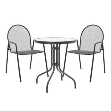 Set masă și scaune de exterior, 3 Piese, Model Watson-Tarete, Negru