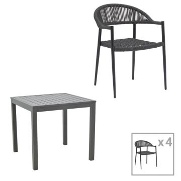 Set masă și scaune de exterior, 5 Piese, Model Kliton-Freiburg, Antracit, 80x80x74 cm