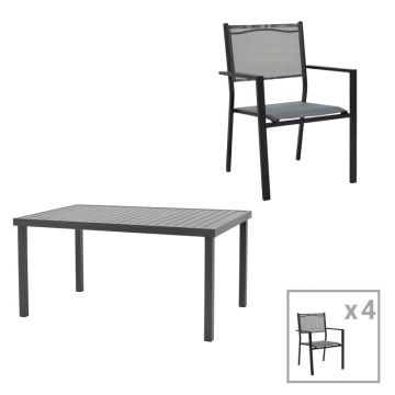 Set masă și scaune de exterior, 5 Piese, Model Moly-Kliton, Antracit, 150x80x74 cm