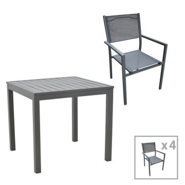 Set masă și scaune de exterior, 5 Piese, Model Moly-Kliton, Antracit, 80x80x74 cm