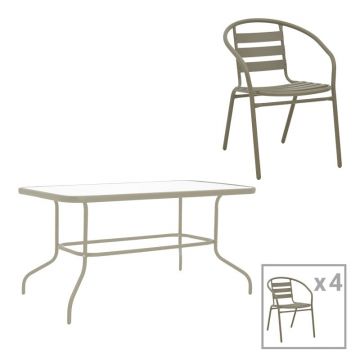 Set masă și scaune de exterior, 5 Piese, Model Tade-Valor, Champagne, 110x60x70 cm