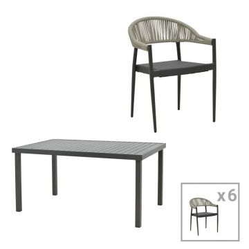Set masă și scaune de exterior, 7 Piese, Model Elation-Kliton, Antracit, 150x80x74 cm