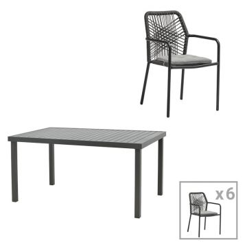Set masă și scaune de exterior, 7 Piese, Model Kherson-Kliton, Antracit, 150x80x74 cm
