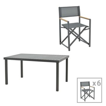 Set masă și scaune de exterior, 7 Piese, Model Mabu-Kliton, Antracit, 150x80x74 cm