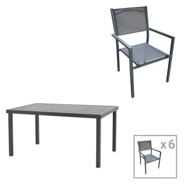 Set masă și scaune de exterior, 7 Piese, Model Moly-Kliton, Antracit, 150x80x74 cm