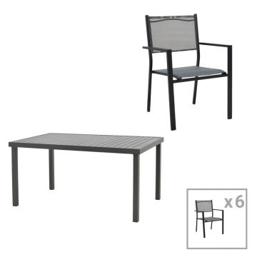 Set masă și scaune de exterior, 7 Piese, Model Moly-Kliton, Antracit, 150x80x74 cm