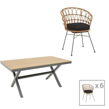 Set masă și scaune de exterior, 7 Piese, Model Thorio-Felicia, Antracit/Natural, 160x90x75 cm