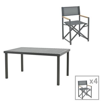 Set masa si scaune 5 buc de gradina Mabu-Kliton Pako World Antracit 150x80x74 cm