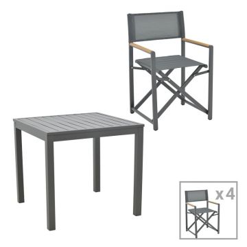Set masa si scaune 5 buc de gradina Mabu-Kliton Pako World Antracit 80x80x74 cm