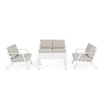 Set mobilier de grădină alb din aluminiu pentru 4 persoane Harley – Bizzotto