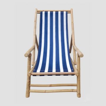 Sezlong Mare, Homla, 60x115x83 cm, bambus/poliester, natur/albastru