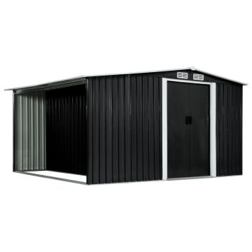 vidaXL Șopron grădină cu uși glisante, antracit, 329,5x312x178cm, oțel