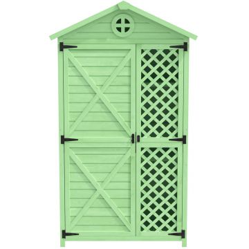 Depozit de mobilier de grădină din lemn pentru exterior, magazie de unelte rezistentă la intemperii, cu mult spațiu de depozitare și construcție din lemn stabilă, 90×56,5×175,3 cm, Verde