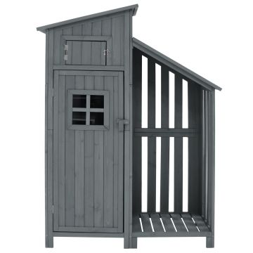 Dulap de grădină cu 2 rafturi, magazie de unelte cu spațiu de depozitare mare, 124L x 46P x 174Î cm, Gri