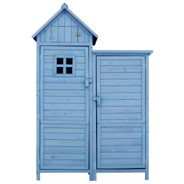 Dulap de grădină cu 2 rafturi, magazie de unelte cu spațiu mare de depozitare, 118 × 54 × 173 cm, Albastru