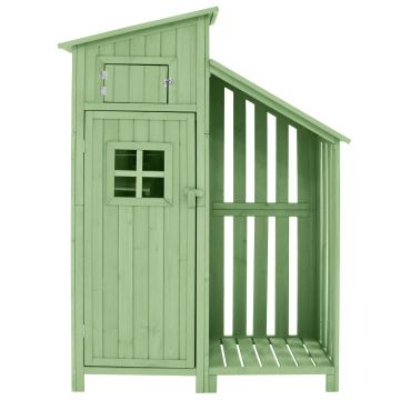 Dulap de grădină cu 2 rafturi, magazie de unelte cu spațiu mare de depozitare, 124 × 46 × 174 cm, Verde