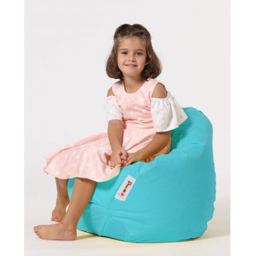 Fotoliu tip bean bag de gradina, Hanah Home, poliester, turcoaz, 60x60x25 cm, impermeabil