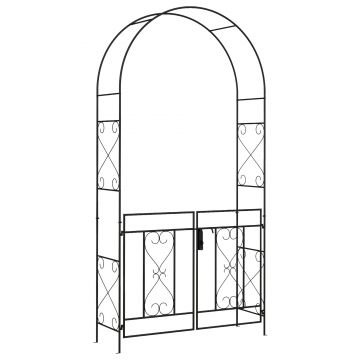 Outsunny Arcadă de Grădină cu poartă Arcadă cu rozariu Stilul Fier Forjat dim. 114L x 36l x 232H cm metal epoxidat Negru | Aosom Romania