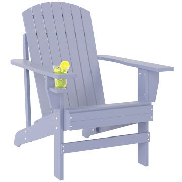 Outsunny Fotoliu de grădină Adirondack mare confort cu suport pentru băuturi integrat lemn de brad tratat vopsit gri | Aosom Romania