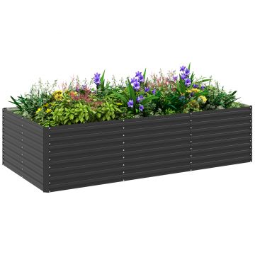 Outsunny Jardinieră ridicată galvanizată rectagulară pentru exterior, fund deschis, 240 x 120 x 60cm, Gri | Aosom Romania