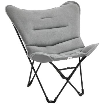 Outsunny Scaun de camping scaun de plajă pliabil șezut larg și căptușit pliabil pentru pescuit 88 x 74 x 84 cm gri deschis | Aosom Romania