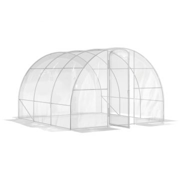 Outsunny Seră de grădină tunel 3 x 3 x 2 m 9 m² cu ușă cu balamale folie PE 150 g/m² pentru Legume Plante Flori | Aosom Romania
