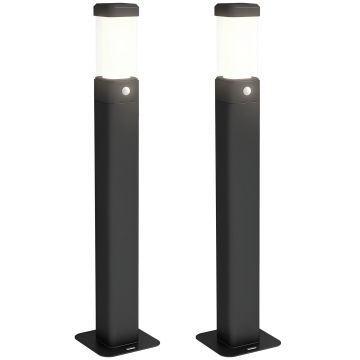 Outsunny Set de 2 lampi de exterior, stalpi luminoase LED, Etanche IP65, Lumina pentru alei si drumuri, negru | Aosom Romania