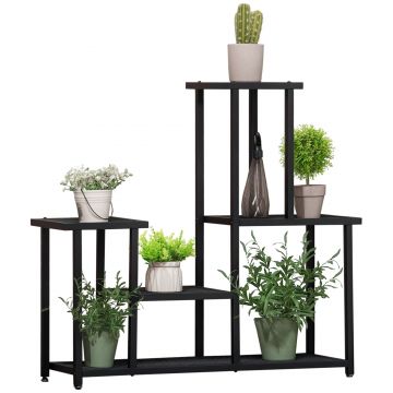 Outsunny Suport pentru plante cu 4 niveluri pentru interior și exterior , ideal pentru grădină, terasă, balcon, negru | Aosom Romania