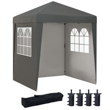 Outsunny Tonelă barnum de grădină pop-up pliabil reglabil în înălțime protecție UV 30+ 3 pereți laterali gri | Aosom Romania