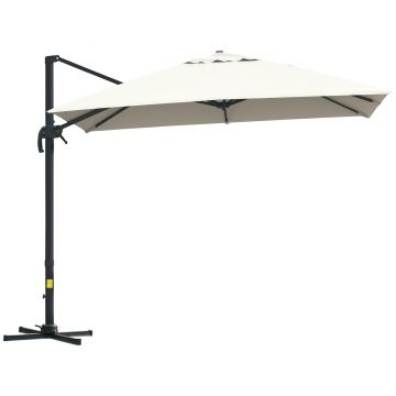 Outsunny umbrelă suspendată înclinabilă cu manivelă și bază în cruce, crem | Aosom Romania Outsunny umbrelă suspendată înclinabilă cu manivelă și bază în cruce, crem | Aosom Romania