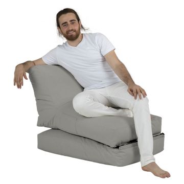Puf de gradina, Hanah Home, poliester impermeabil, fume, 60x117x50 cm