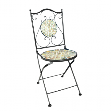 Scaun cu sezut rotund, metal, model mozaic, 45 x 38 x 92 cm