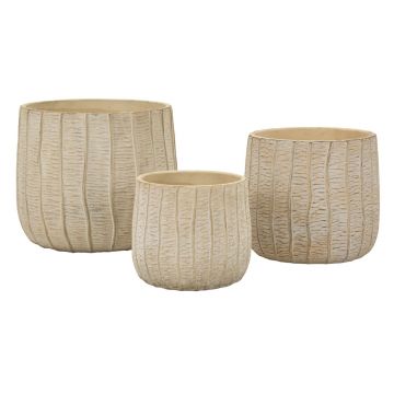 Set 3 ghivece Cachepot, Mauro Ferretti, 30.5x27 cm, ceramica, crem