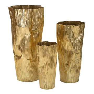 Set 3 ghivece / vase decorative Glolly, Mauro Ferretti, 41x39x83 cm, fier, auriu