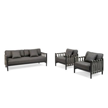 Set mobilier de grădină gri închis din aluminiu pentru 4 persoane Switch Rope – Diphano