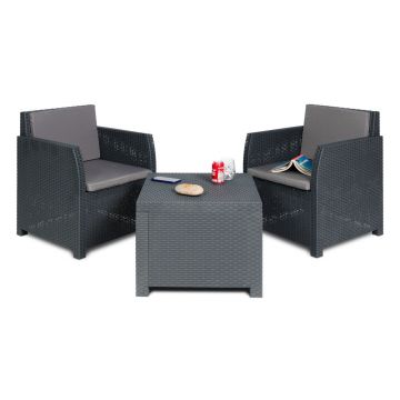 Set mobilier de grădină gri închis din plastic pentru două persoane Diana – Toomax