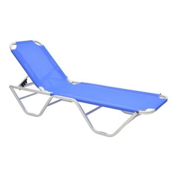 Sezlong Dessie aluminiu textilena albastra 56x188x30 cm