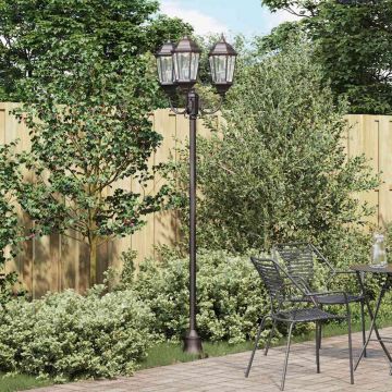 vidaXL Stâlp de lumină pentru grădină Bronz Aluminiu, Sticlă