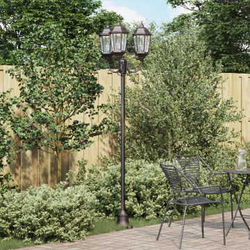 Stâlp de iluminat pentru grădină vidaXL 3-lămpi E27 Bronz 220 cm Aluminiu