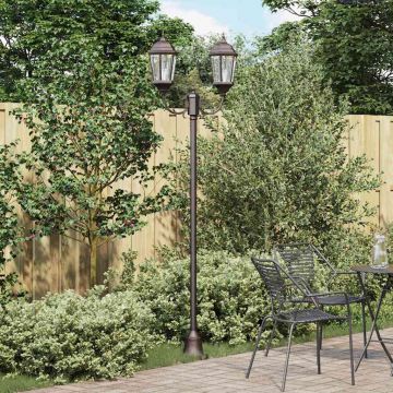 vidaXL Stâlp de lumină pentru grădină Bronz Aluminiu, Sticlă