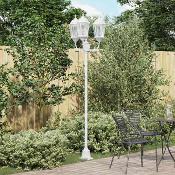 Stâlp de iluminat pentru grădină vidaXL cu 3 lămpi E27 Alb 220 cm Aluminium