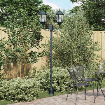vidaXL Stâlp de lumină pentru grădină Verde închis Aluminiu, Sticlă