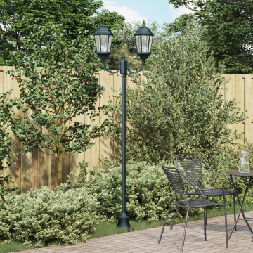 Stâlp de lumină pentru grădină vidaXL cu 2 lămpi E27 Verde 220 cm Aluminiu