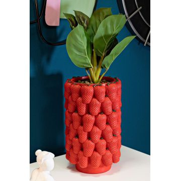 Suport ghiveci Strawberry, Mauro Ferretti, 20x32 cm, polirasina, rosu