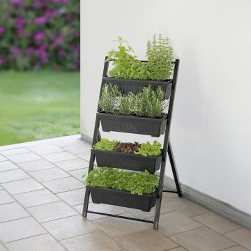 Suport pentru flori Vertical, Maximex, 56.5x62x108 cm, metal/polipropilena, negru