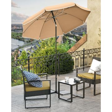 Umbrela pentru terasa, gradina, plaja Songmics, D160 cm, protectie solara UPF 50+, maro