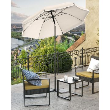 Umbrela pentru terasa, gradina, plaja Songmics, D160 cm, protectie solara UPF 50+, natural