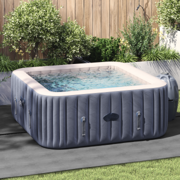 vidaXL Copertă pătrată pentru piscină Gri deschis Poliester 274 x 274 cm